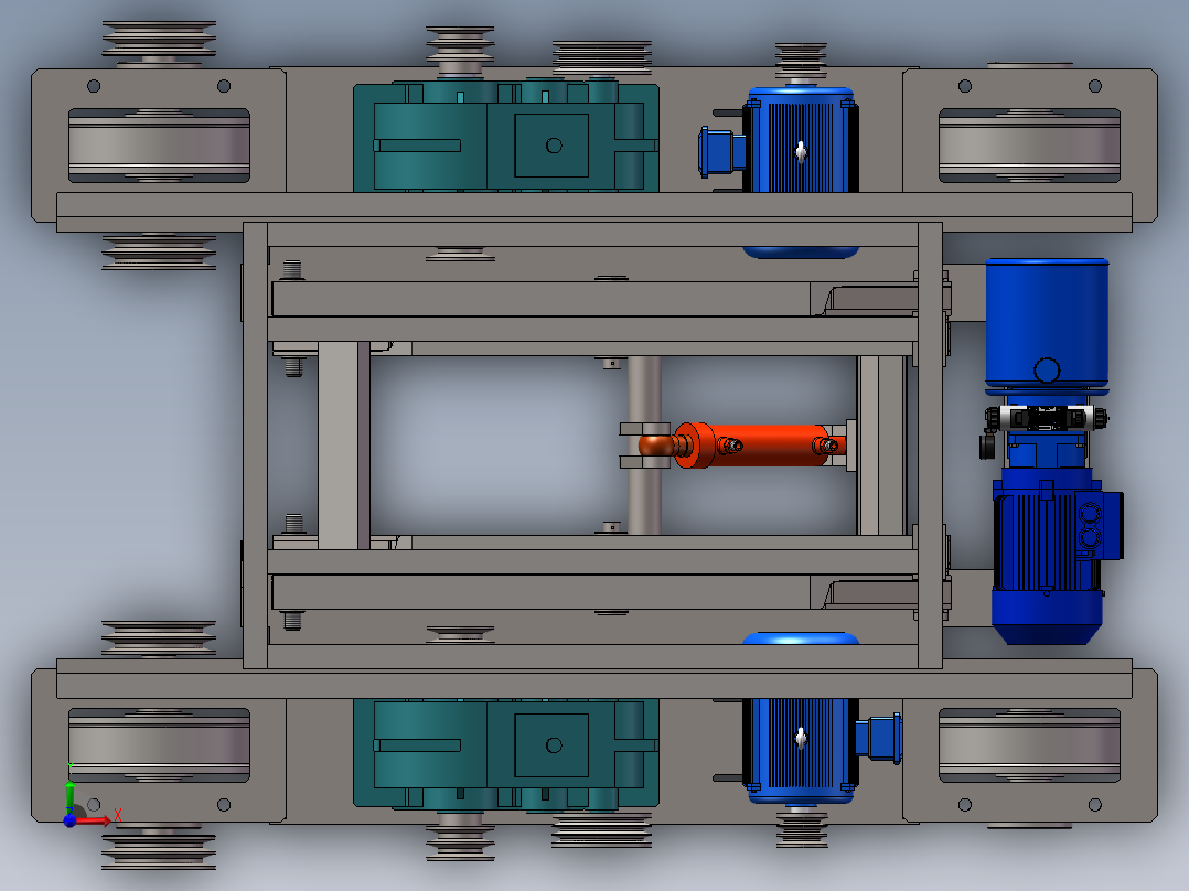 油缸升降架式横移小车sw16可编辑前视图