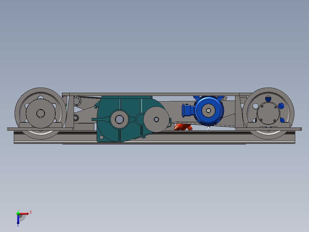油缸升降架式横移小车sw16可编辑俯视图