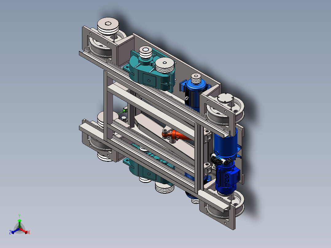 油缸升降架式横移小车sw16可编辑正等轴测图