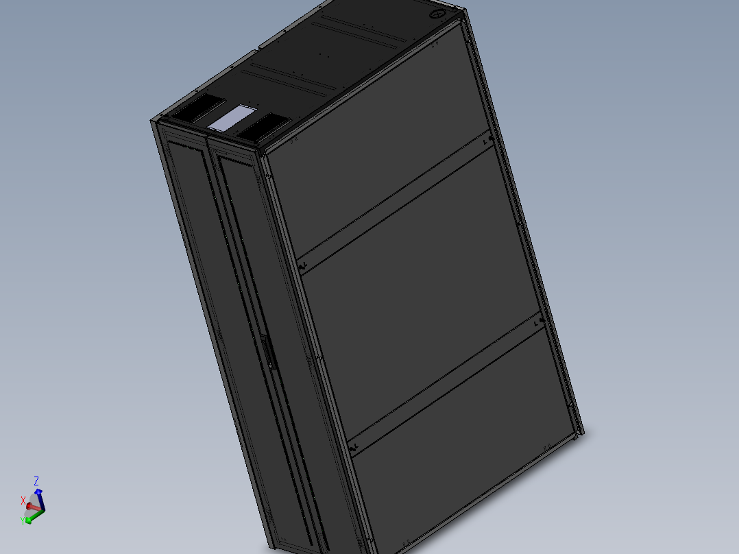 9折型材框架型通讯柜 sw16可编辑主视图