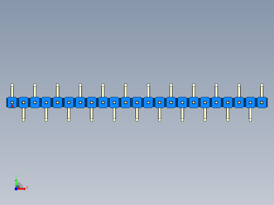 彩色公排针 100mil 2.54mm 系列-DS1022_blue_23p_100mil_Type_SMT_R1_rev1.0前视图