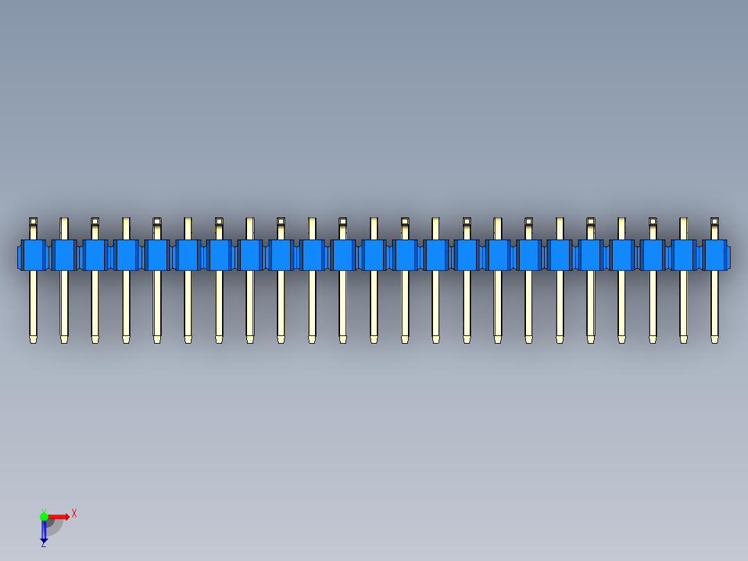彩色公排针 100mil 2.54mm 系列-DS1022_blue_23p_100mil_Type_SMT_R1_rev1.0俯视图