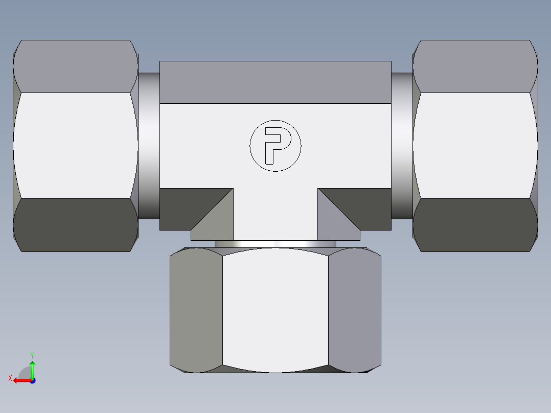 卡套式工业通用硬管接头EO_Swivel_nut_branch_tee_ET16S71后视图