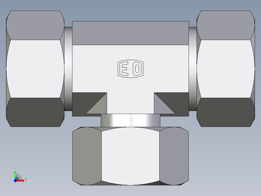 卡套式工业通用硬管接头EO_Standpipe_branch_tee_EVT30SCF前视图