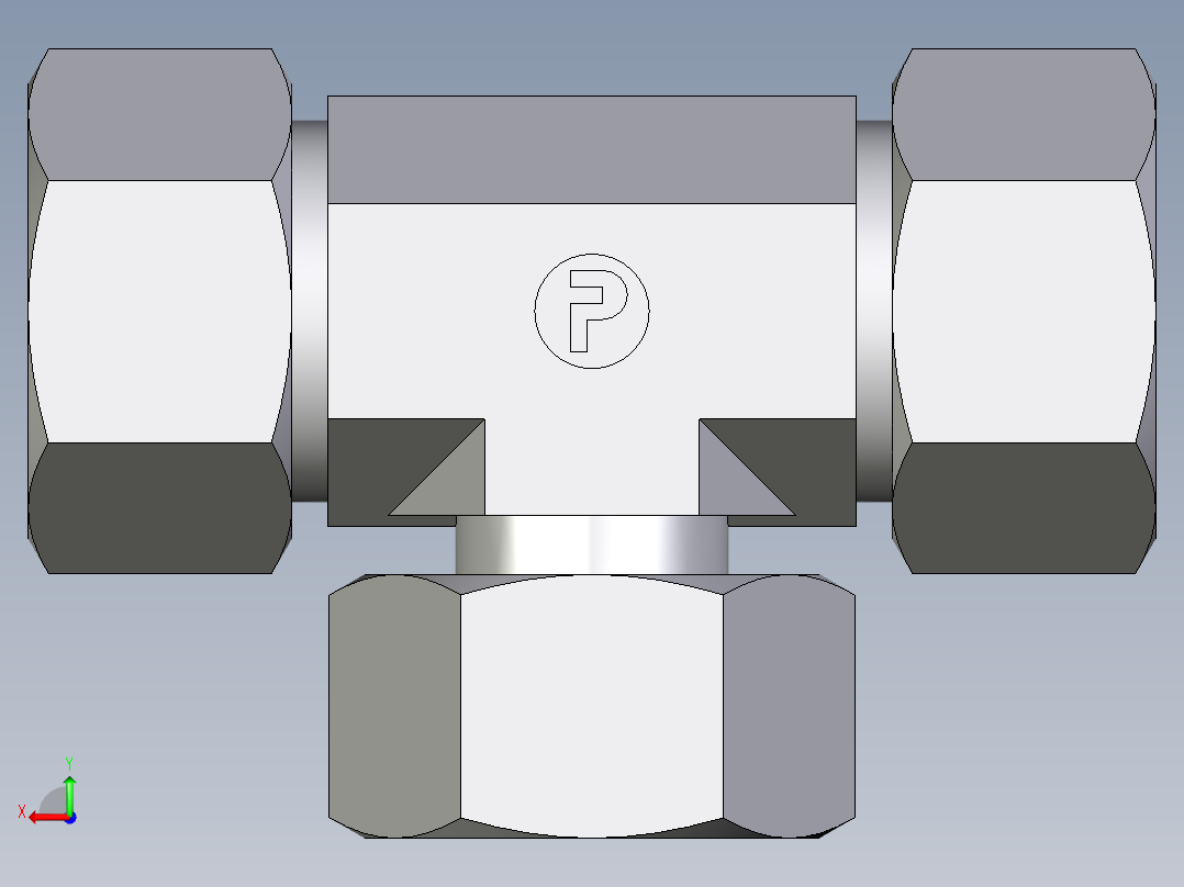 卡套式工业通用硬管接头EO_Standpipe_branch_tee_EVT30SCF后视图
