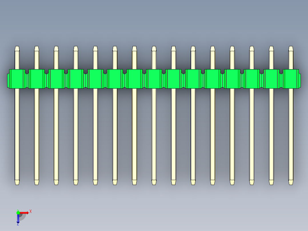 彩色公头100mil（2.54mm）系列-DS1021_green_2x15p_100mil_Type5_rev1.0俯视图