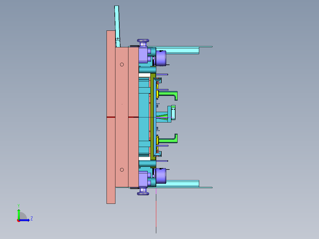 大型汽车产品一出二钢板模左视图