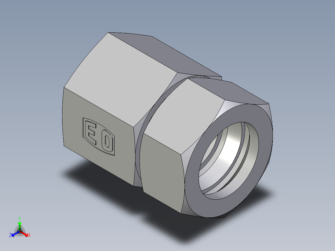 卡套式工业通用硬管接头EO_Swivel_connector_GAI28L1NPT71正等轴测图