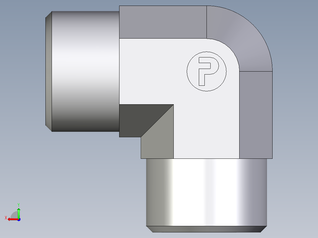 卡套式工业通用硬管接头EO_Union_elbow_W12L71X后视图