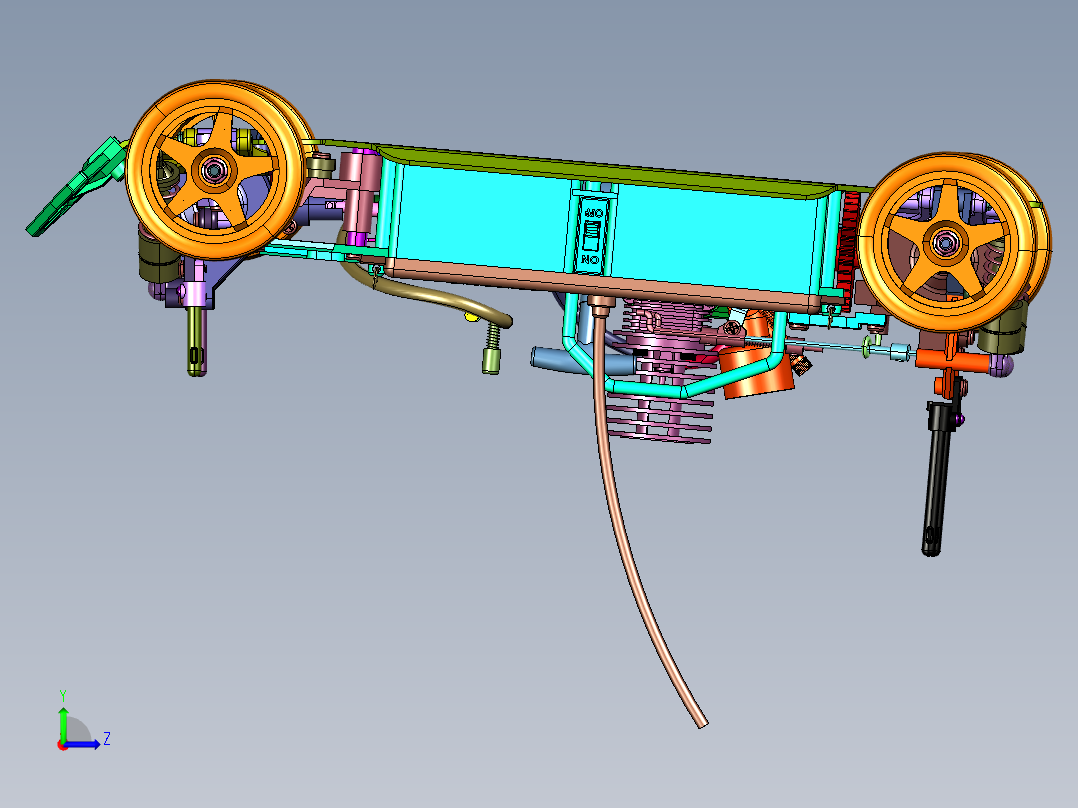 烧油四驱油动拉力玩具车左视图