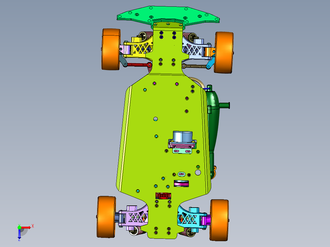 烧油四驱油动拉力玩具车俯视图