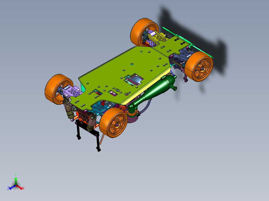 烧油四驱油动拉力玩具车正等轴测图