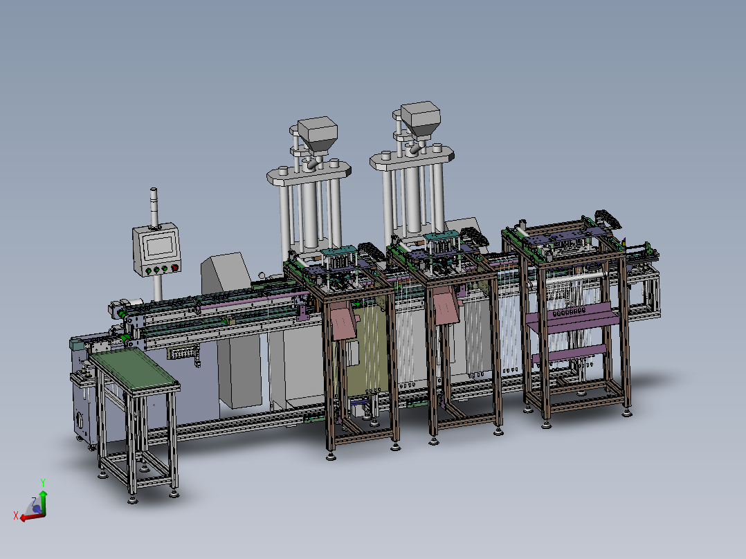 USB数据线材上下料与治具回流线设备<span style='color: red'>3D</span>图纸 Solidworks