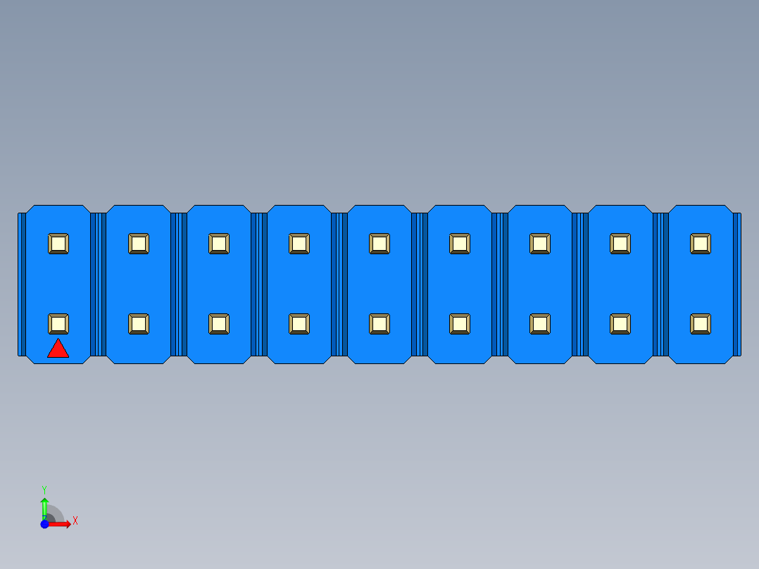 彩色公头100mil（2.54mm）系列-DS1021_blue_2x09p_100mil_Type43_rev1.0前视图