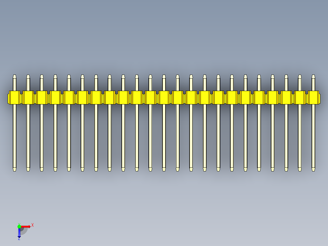 彩色公头100mil（2.54mm）系列-DS1021_yellow_1x23p_100mil_Type5_rev1.0俯视图