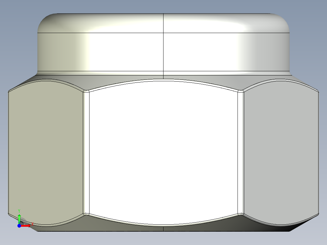 紧固件-IGES 0.3750 Lock Nut前视图