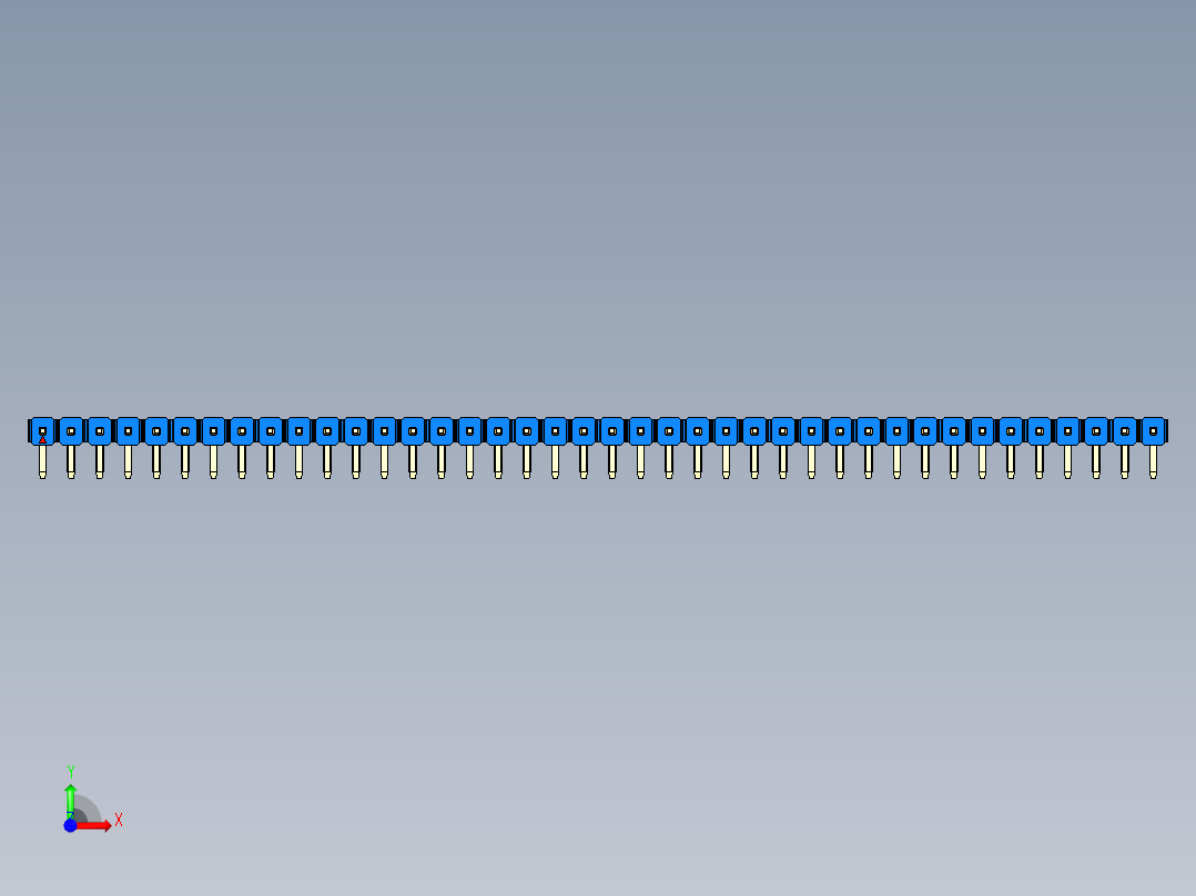 彩色公排针 100mil 2.54mm 系列-DS1022_blue_1x40p_100mil_TypeD_rev1.0前视图