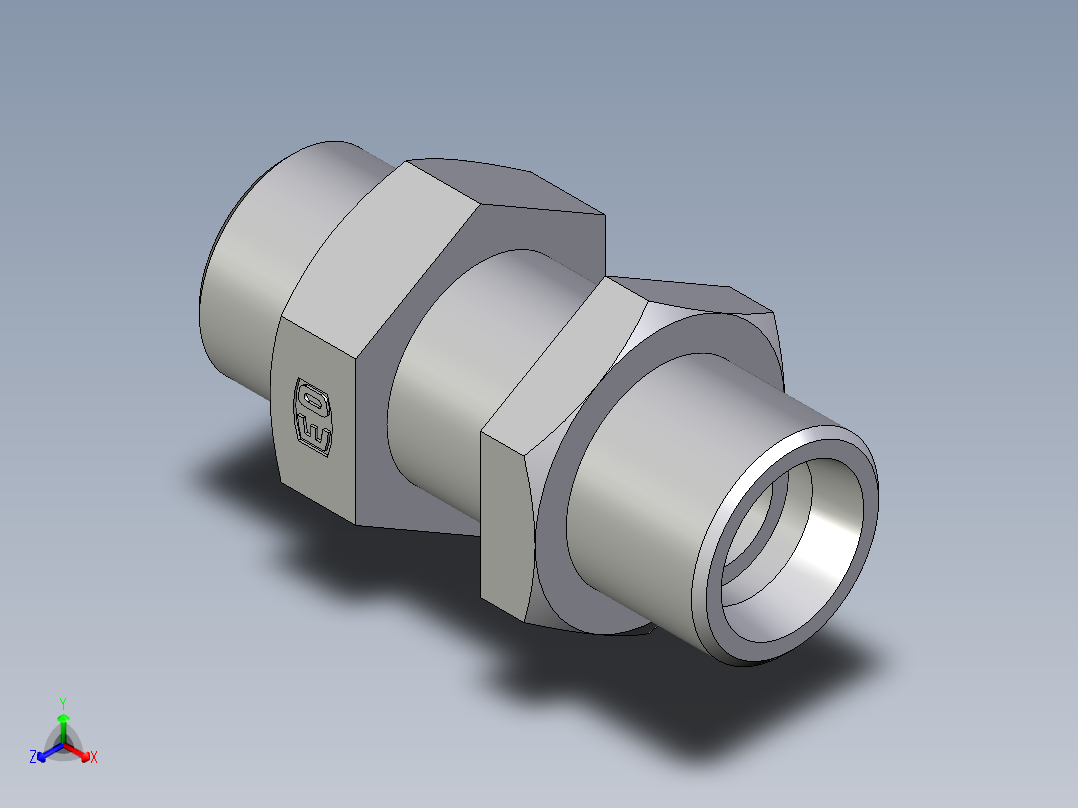 卡套式工业通用硬管接头EO_Bulkhead_union_SV16SOMD71正等轴测图