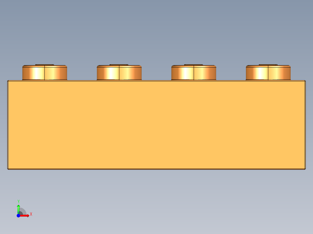 乐高套装 4421基本积木-4153827 - 3001 Bright Orange Brick 2 x 4.STEP前视图