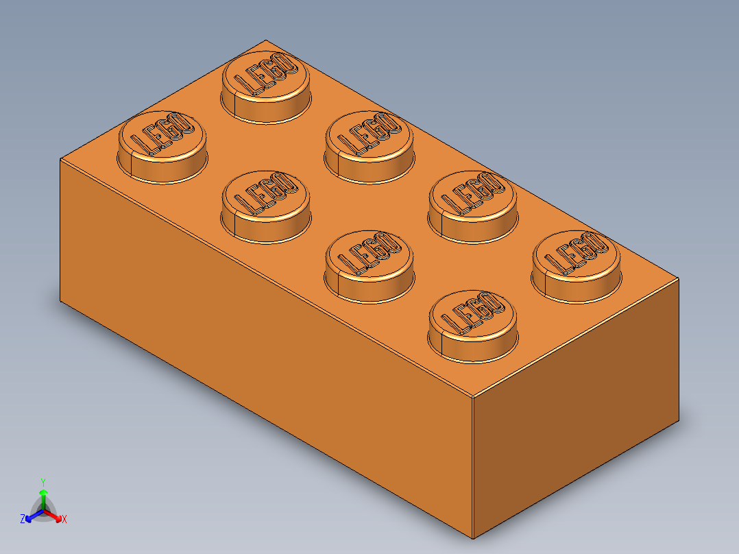 乐高套装 4421基本积木-4153827 - 3001 Bright Orange Brick 2 x 4.STEP正等轴测图