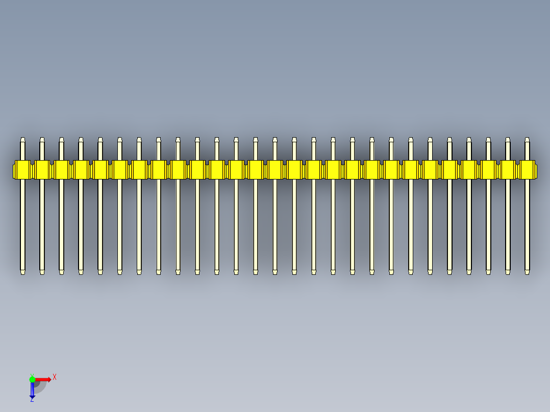 彩色公头100mil（2.54mm）系列-DS1021_yellow_2x27p_100mil_Type5_rev1.0俯视图