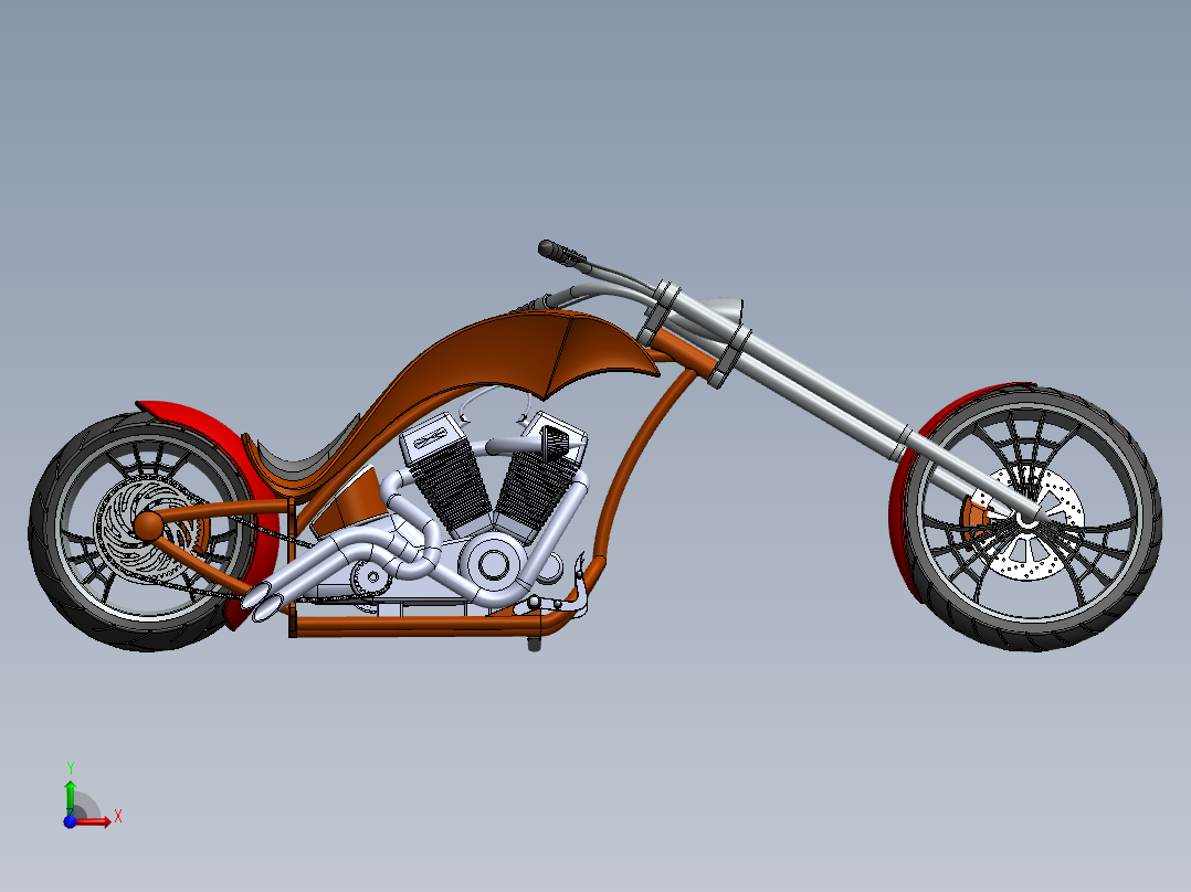 美式直升机摩托车前视图