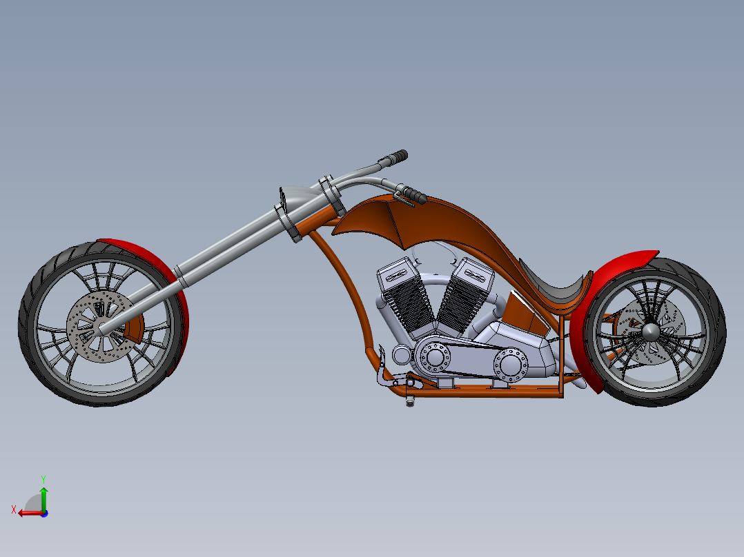 美式直升机摩托车后视图