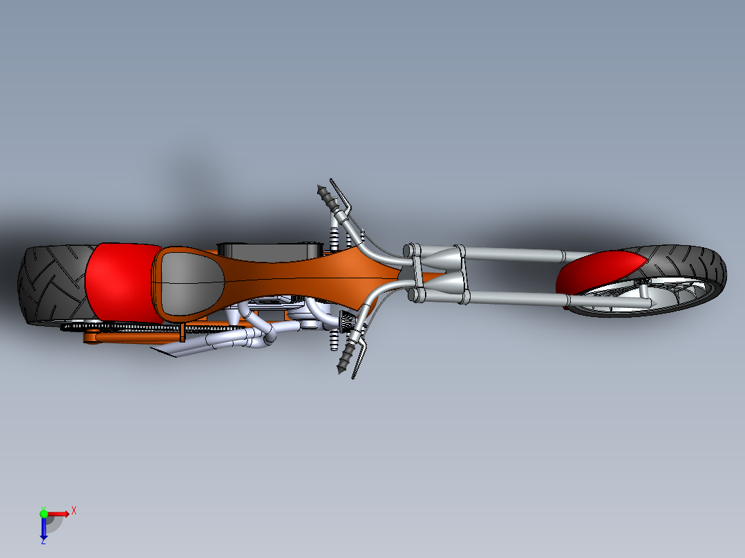 美式直升机摩托车俯视图