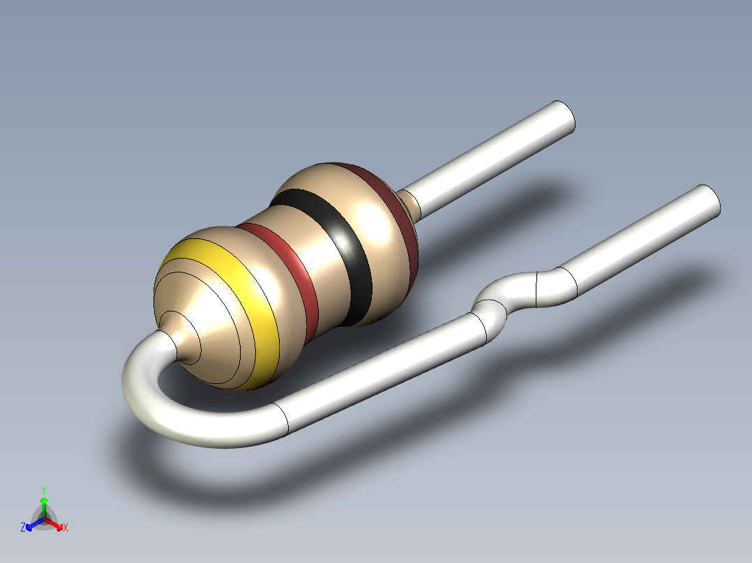 无源元件封装-RES-0.125W-V-CF正等轴测图