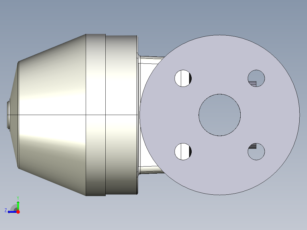 13DKMOAVCP NC 气动隔膜阀，常闭，固定法兰，钻孔ANSI B16.5条款150 FF。面对面根据EN 558-1 PVC-U右视图