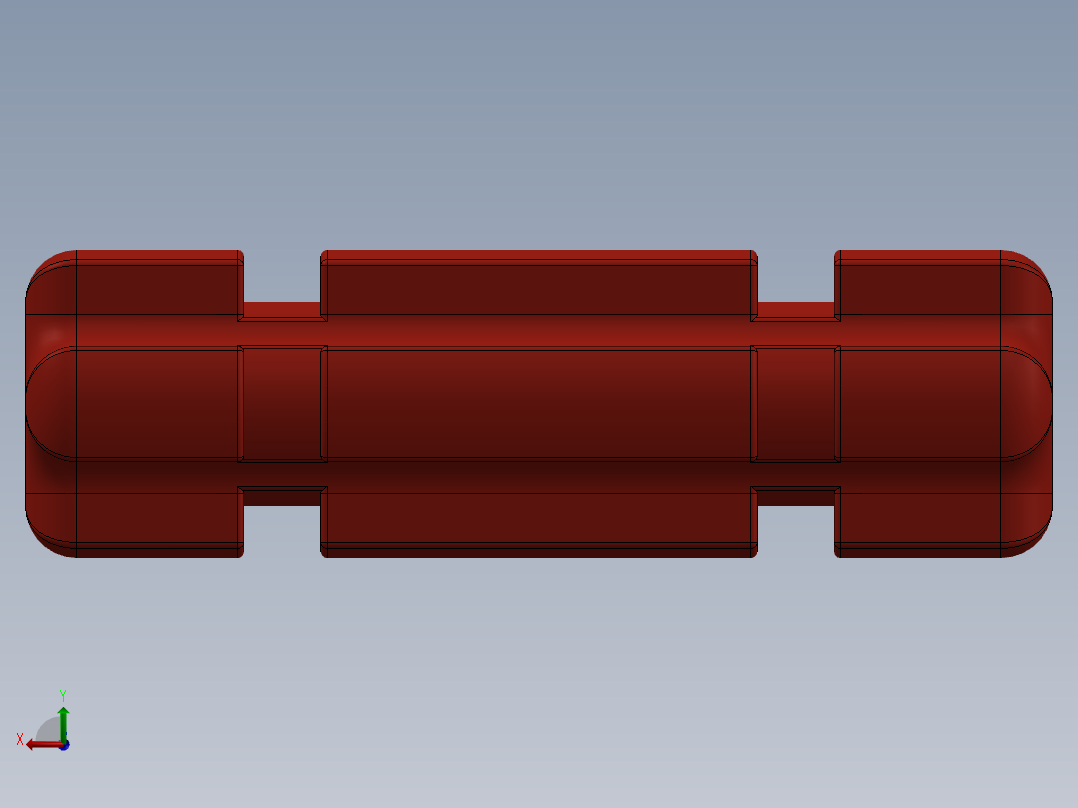 乐高机械组车桥-32062 Red Technic Axle 2 Notched后视图