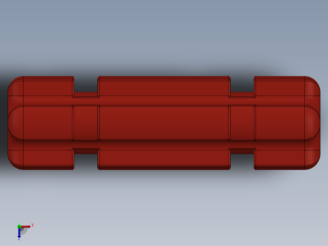 乐高机械组车桥-32062 Red Technic Axle 2 Notched俯视图