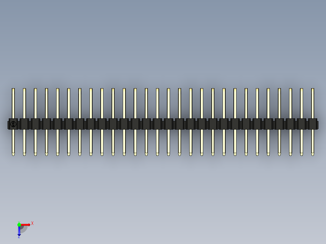 彩色公排针 100mil 2.54mm 系列-DS1022_black_3x28p_100mil_TypeD_rev1.0俯视图