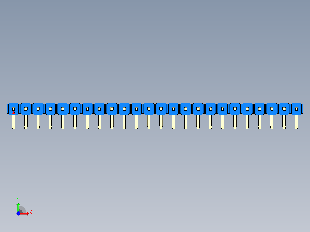 彩色公排针 100mil 2.54mm 系列-DS1022_blue_1x24p_100mil_TypeD_rev1.0前视图