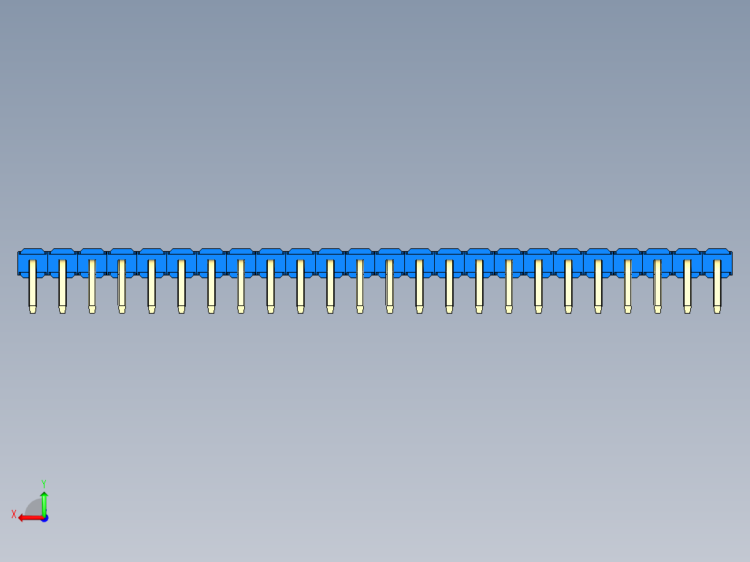 彩色公排针 100mil 2.54mm 系列-DS1022_blue_1x24p_100mil_TypeD_rev1.0后视图