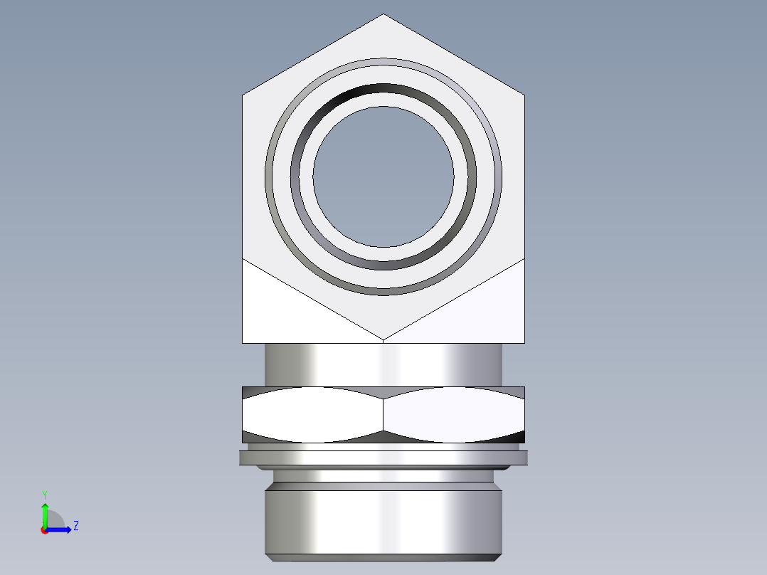 卡套式工业通用硬管接头EO_Adjustable_locknut_branch_tee_TEE30SMOMDCF左视图