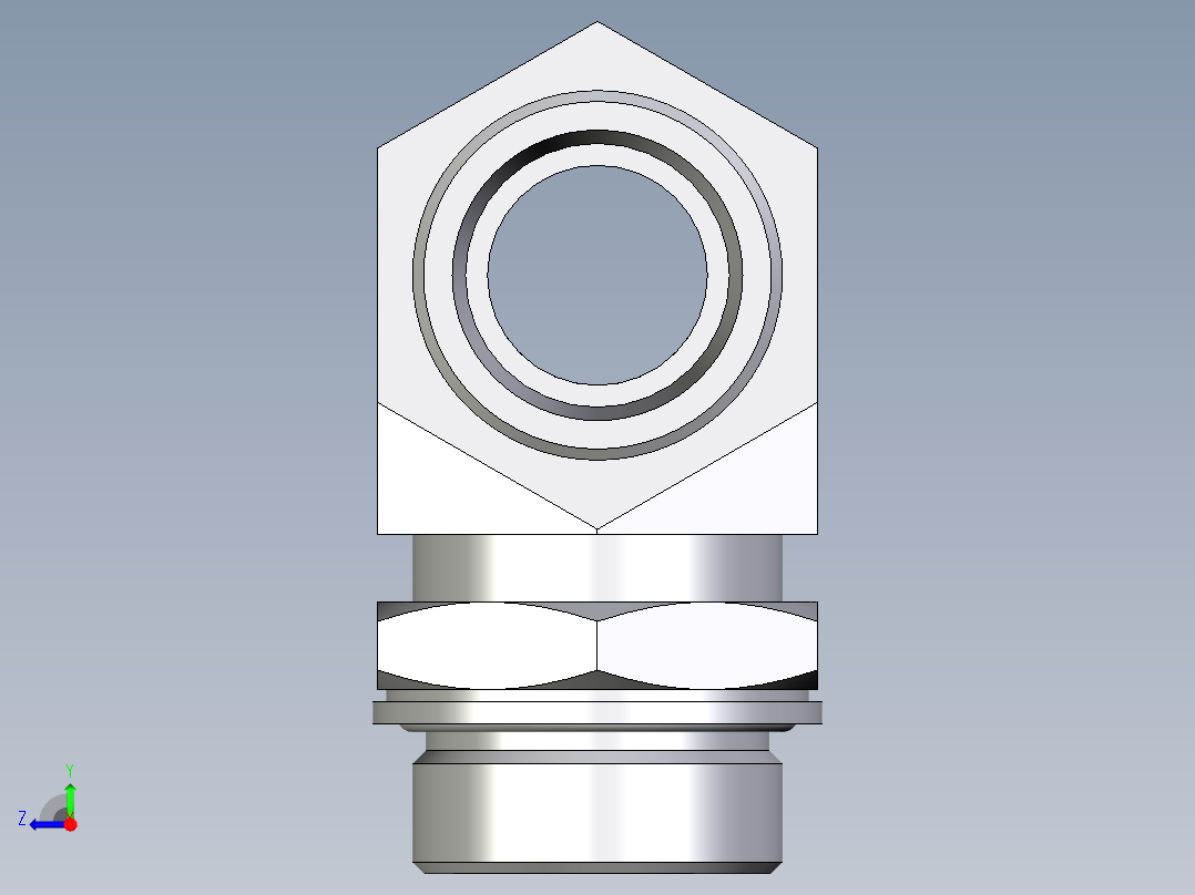 卡套式工业通用硬管接头EO_Adjustable_locknut_branch_tee_TEE30SMOMDCF右视图