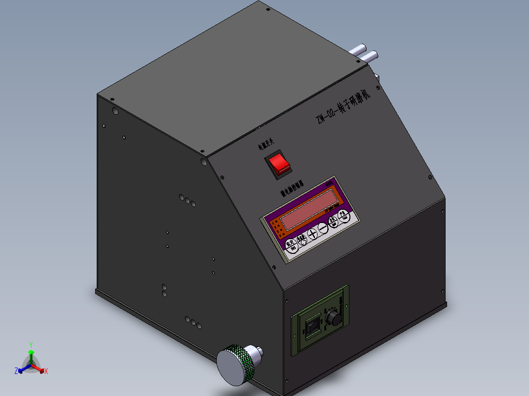 夹头式转子抛光机Solidworks设计附STP格式主视图