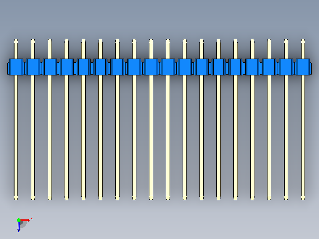 彩色公头100mil（2.54mm）系列-DS1021_blue_3x18p_100mil_Type19_rev1.0俯视图