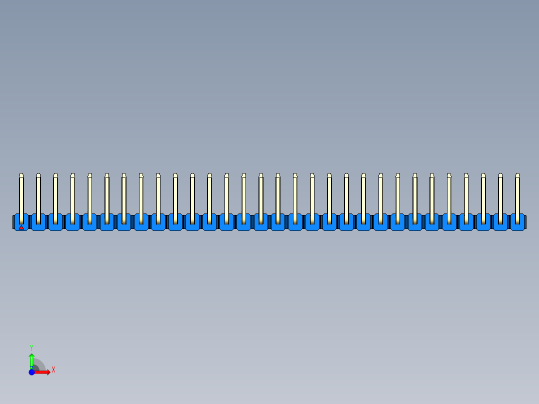 彩色公排针 100mil 2.54mm 系列-DS1022_blue_30p_100mil_TypeU_rev1.0前视图