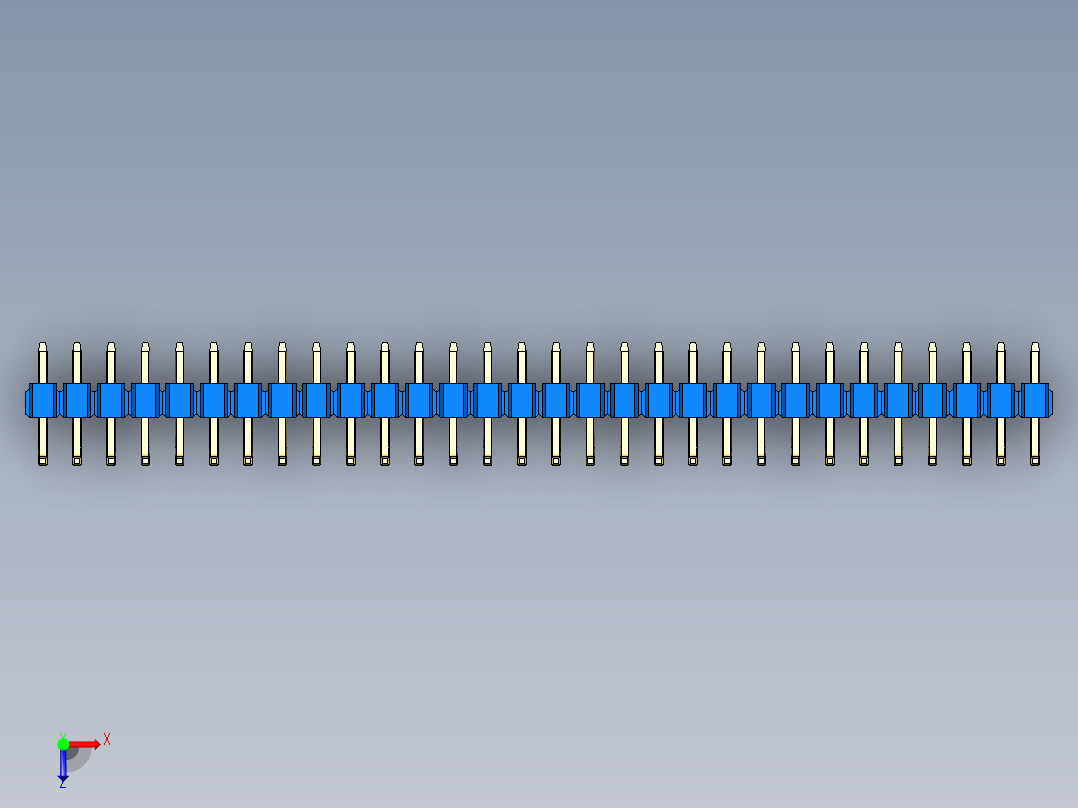 彩色公排针 100mil 2.54mm 系列-DS1022_blue_30p_100mil_TypeU_rev1.0俯视图