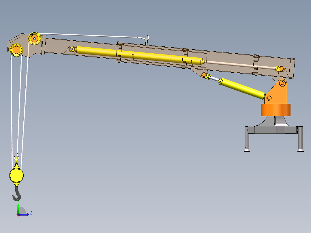 可升降旋转汽车吊装配SW模型资料左视图