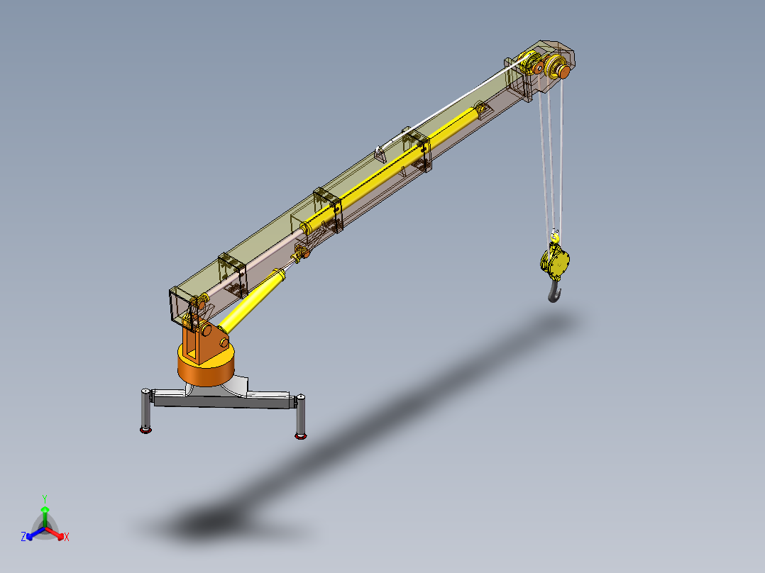 可升降旋转汽车吊装配SW模型资料正等轴测图