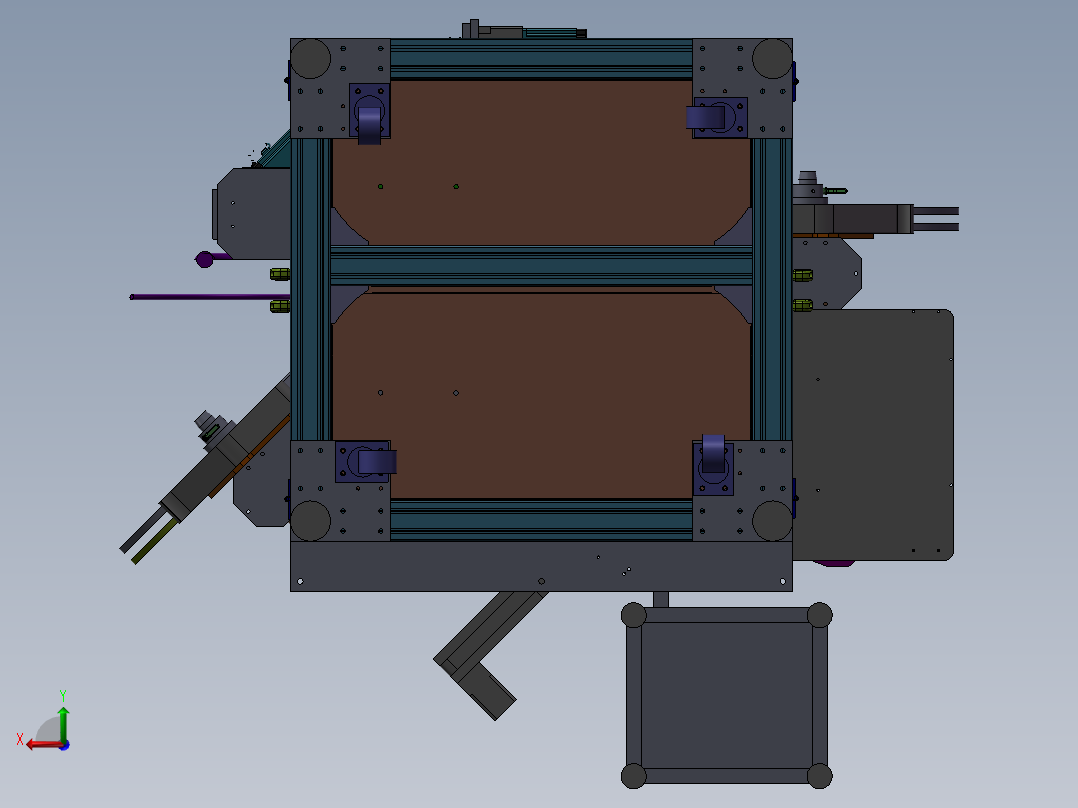 非标精密凸轮插针点焊检测一体机 非标自动化设备3D图纸3D模型后视图