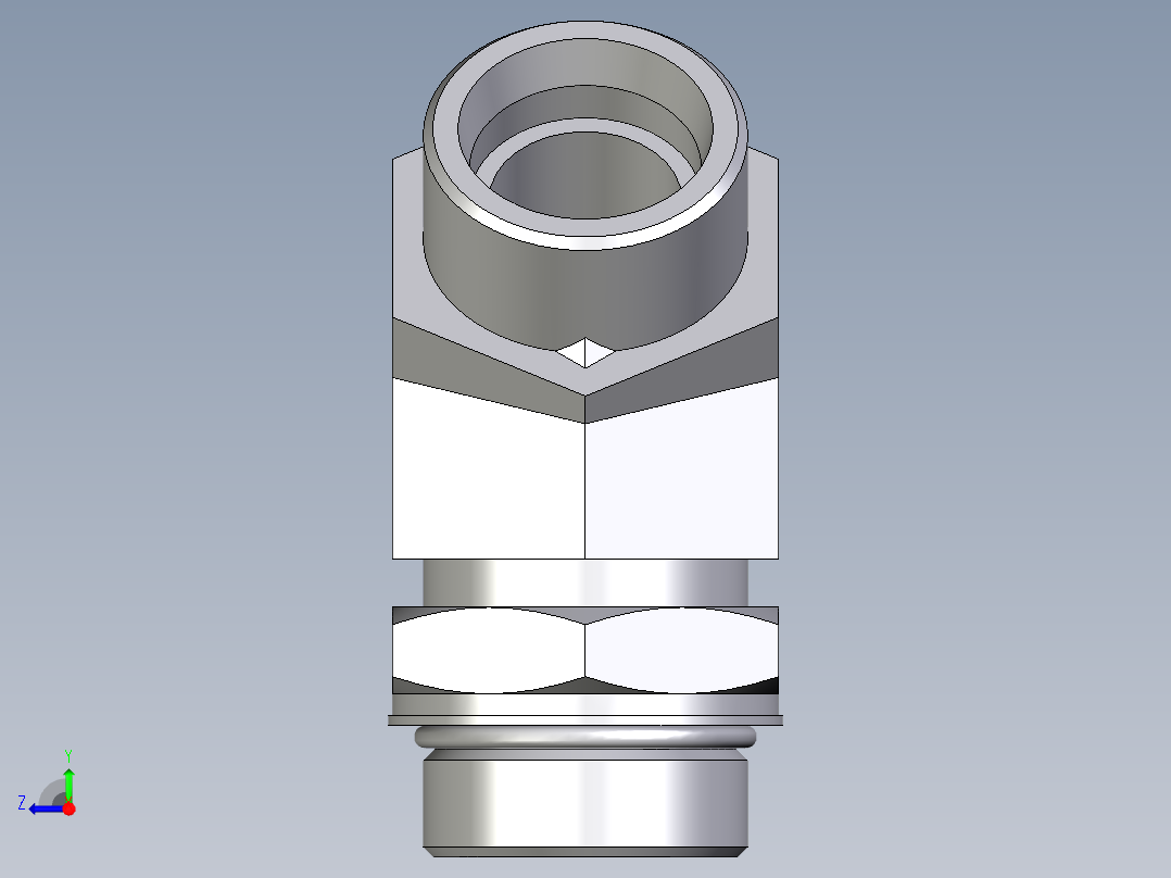 卡套式工业通用硬管接头EO_Adjustable_locknut_45_deg_elbow_VEE30SMOROMDCF右视图