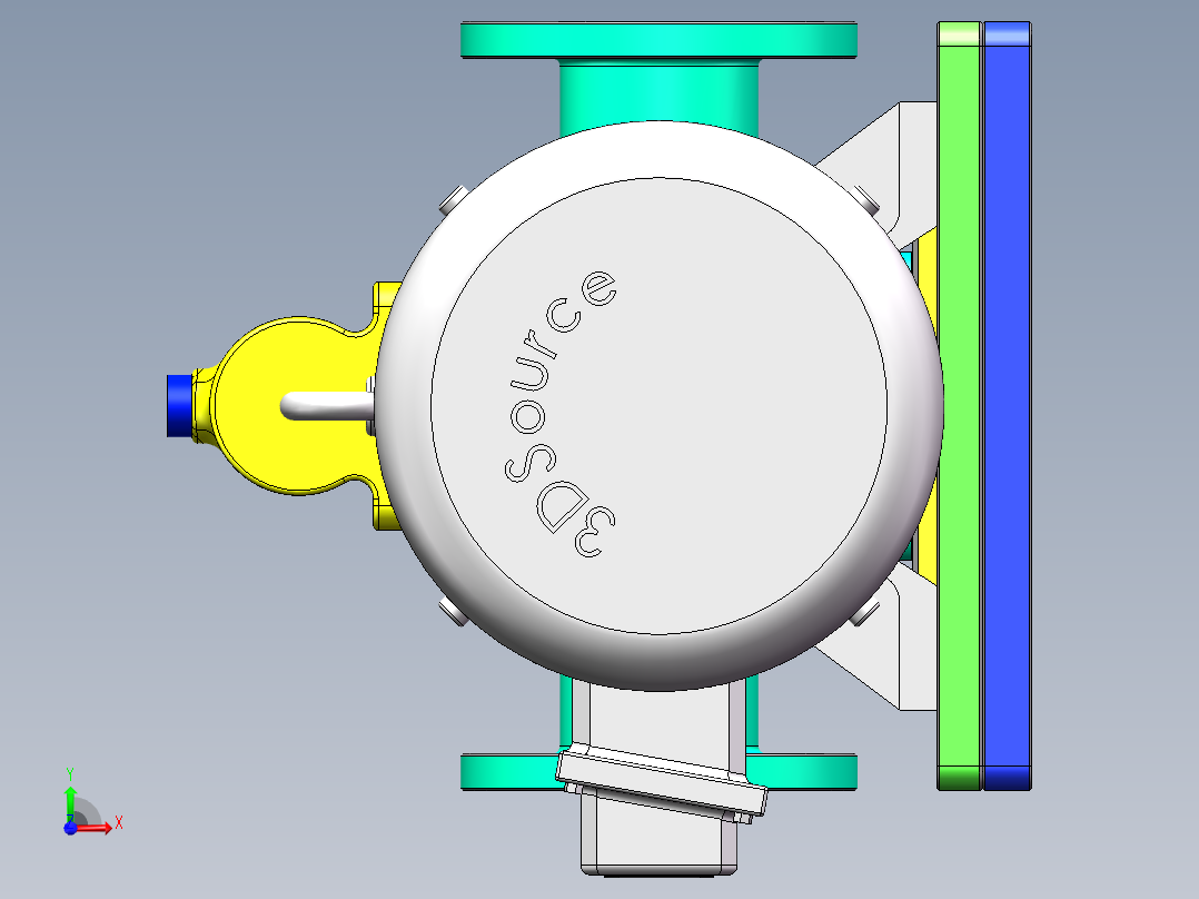 清晰结构的三螺杆泵前视图