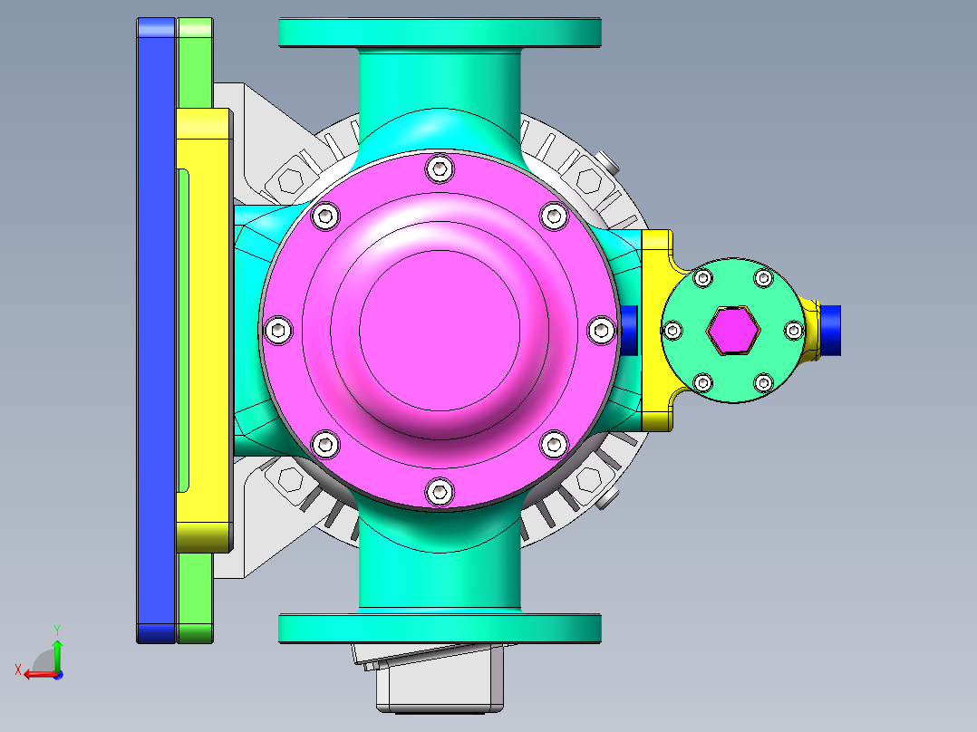 清晰结构的三螺杆泵后视图