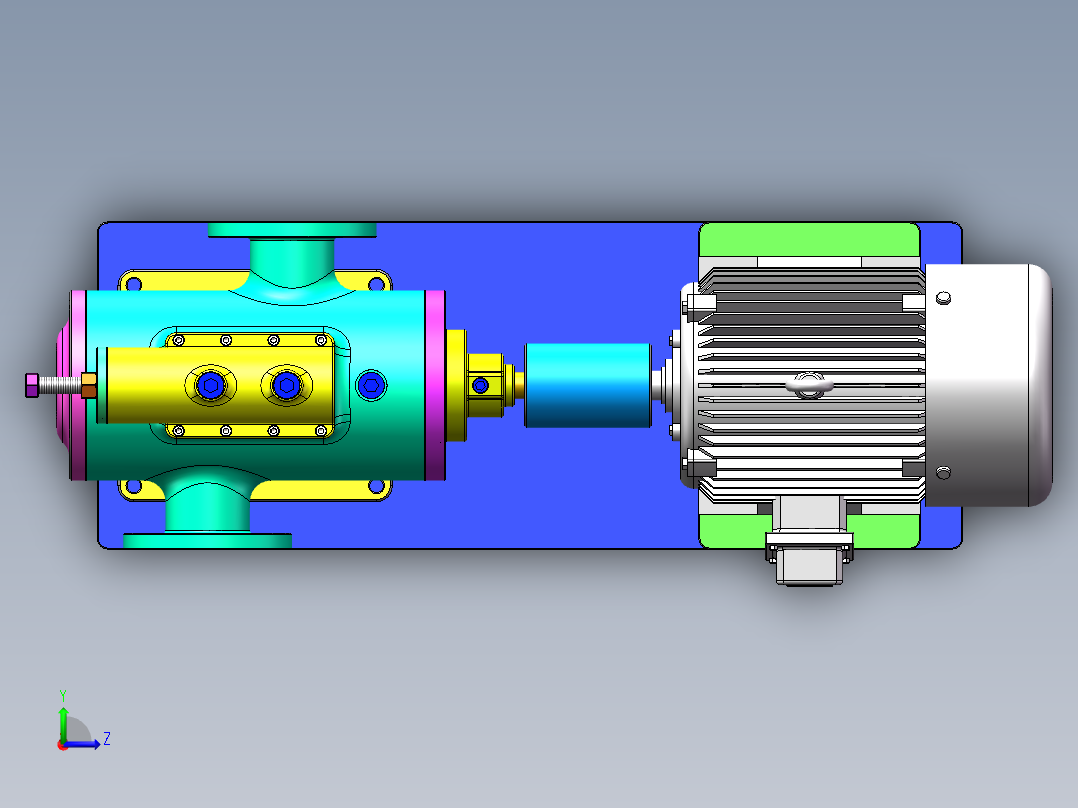 清晰结构的三螺杆泵左视图