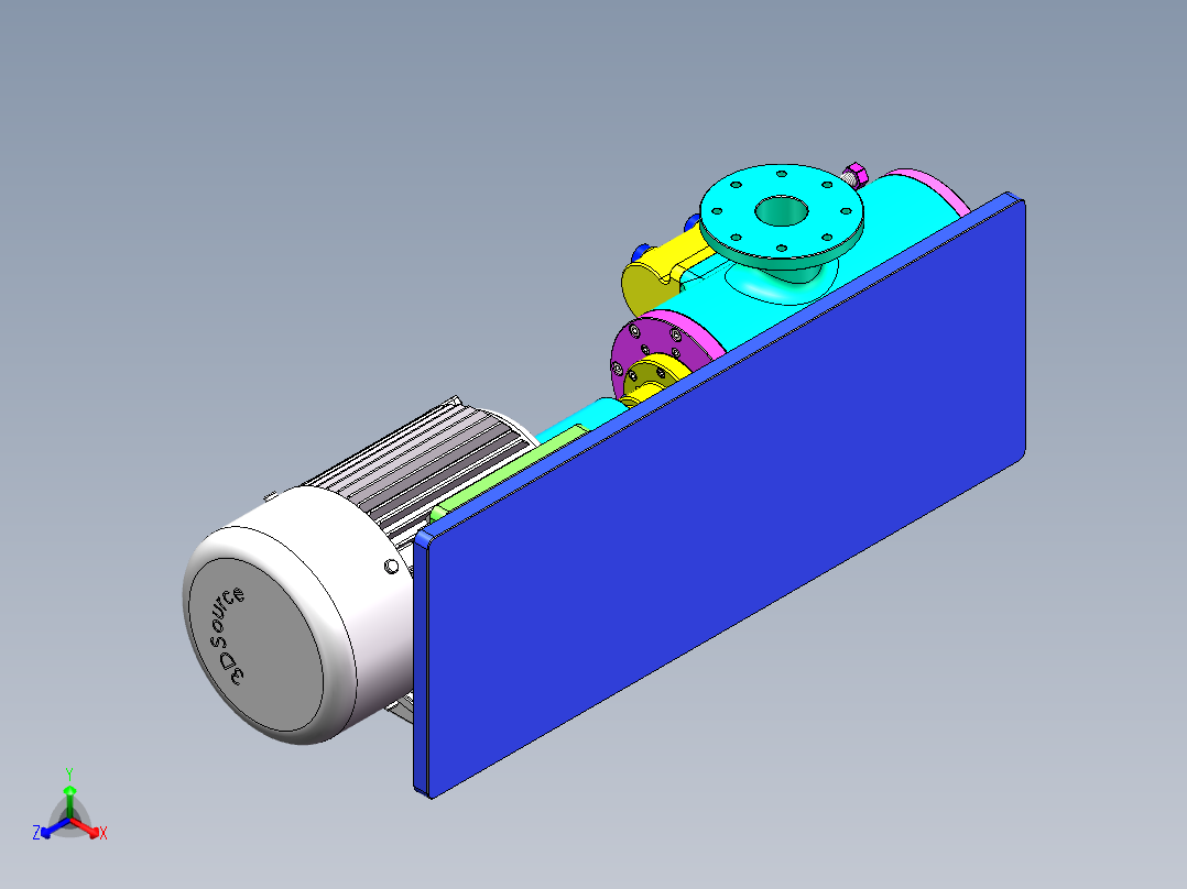清晰结构的三螺杆泵正等轴测图