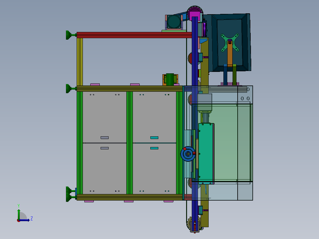 全自动轴承打标设备（sw17可编辑+工程图+bom）左视图